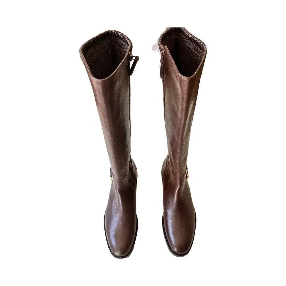 Cole Han Clover Stretch Tall Boot With Buckle Color Madeira Leather Size…
